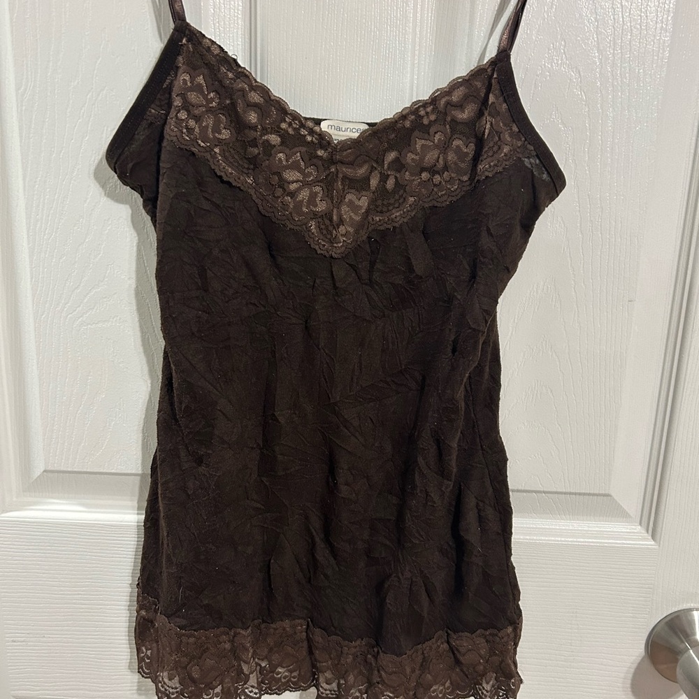 Brown lacy tank